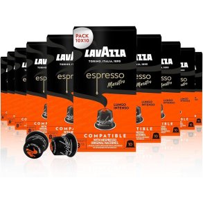 10 x pakker Lavazza Lungo Intenso til Nespresso� MHT 30-04-2026 (100 kapsler)
