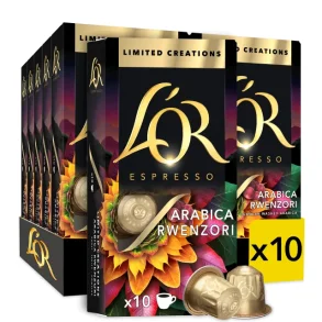 10 Pakker L'OR Arabica Rwenzori kapsler til Nespresso (100 kapsler) 