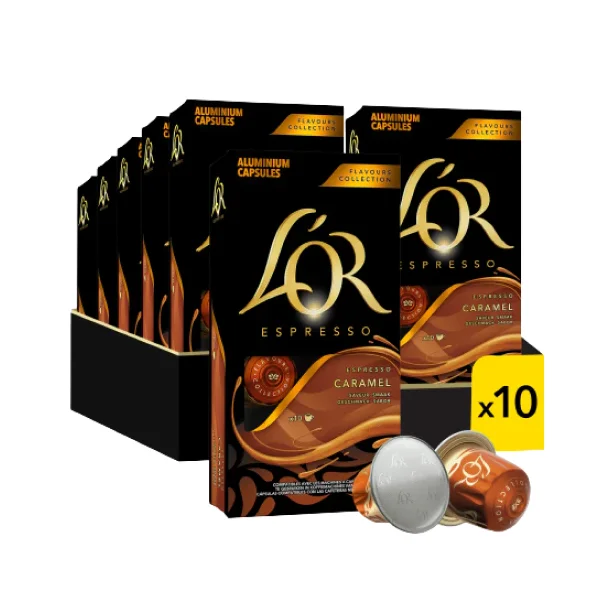 10 Pakker L'OR Espresso Caramel kapsler til Nespresso (100 kapsler) 