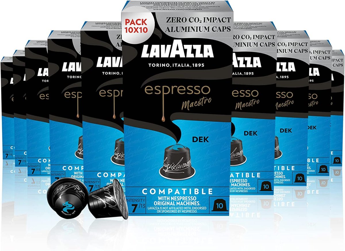 10 pakker Lavazza Maestro Koffeinfri kapsler til Nespresso® (100 kapsler) - Kompatible kapsler til Nespresso® - Kapselkongen.dk