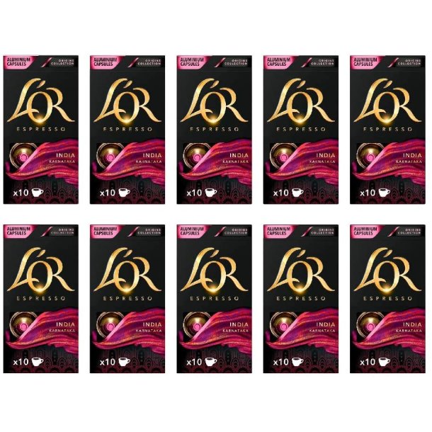 10 Pakker L'OR India til Nespresso (100 kapsler)