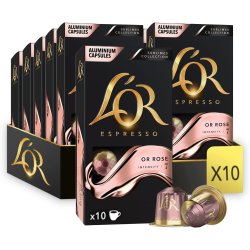 10 pakker L'OR OR ROSE - 100 kapsler til Nespresso