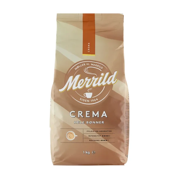 Merrild Crema hele kaffebnner 1 kg.