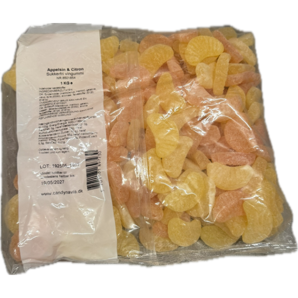 Sukkerfri Appelsin &amp; Citron skiver 1,0 kg. 