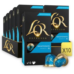 10 pakker L'OR DECAFF Ristretto - 100 kapsler til Nespresso